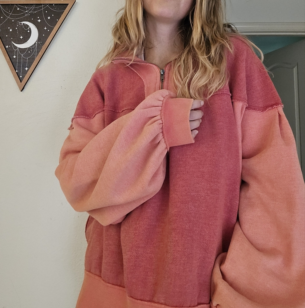 We The Free Two-Tone Pink Cowl Neck Sweater - Picture 9 of 9